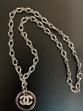 Silver  Necklace with Crystal CC Pendant